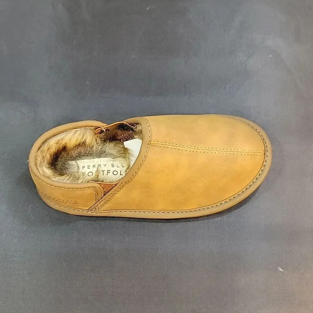 BRAND NEW PERRY ELLIS ROUND-TOE FAUX FUR INSOLE KIDS SLIPPERS